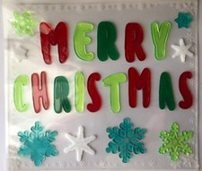 NEW MERRY CHRISTMAS Winter window sticker Gel Clings 22 pcs Decoration Snowflake
