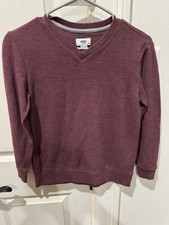 Old Navy Ribbed V Neck Sweater Boys Size M Regular Standard Burgundy Excel Cond