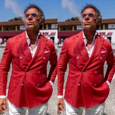 Party Mens' Suits Travel Casual Red Peak Lapel 2Pcs Birthday Jacket Blazer