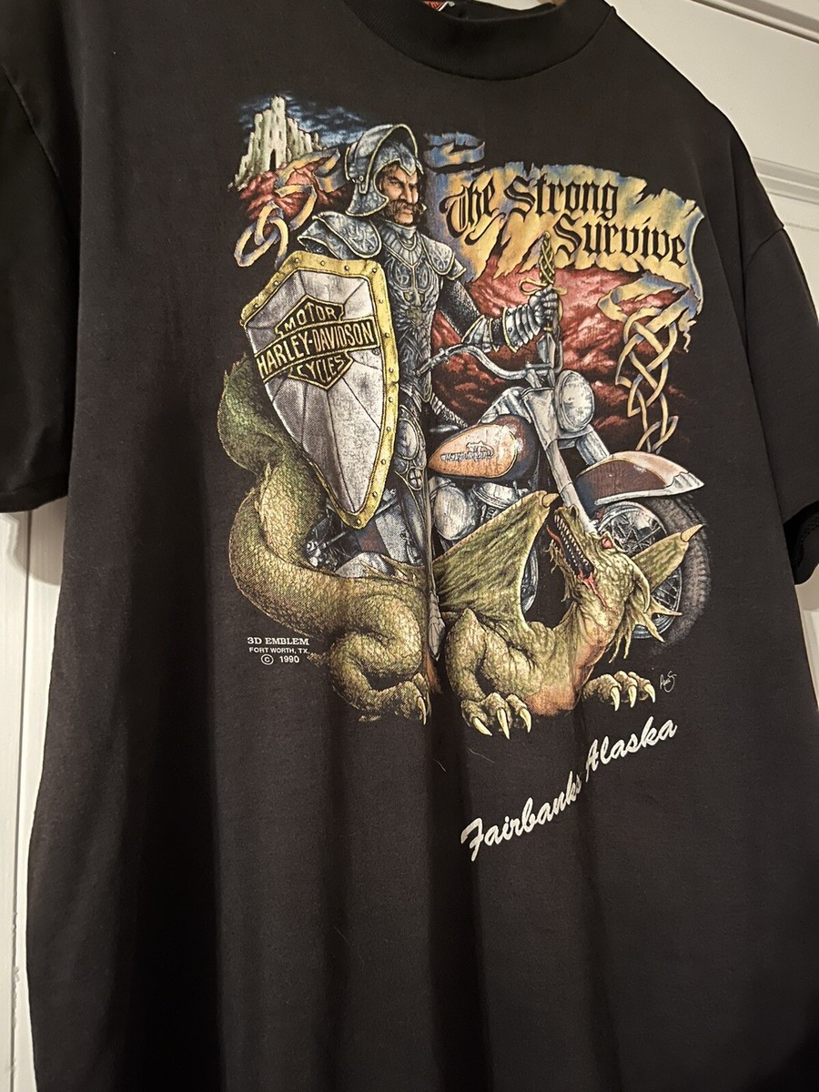 Vintage Harley Davidson Shirt Adult XL 3D Emblem 90s Biker