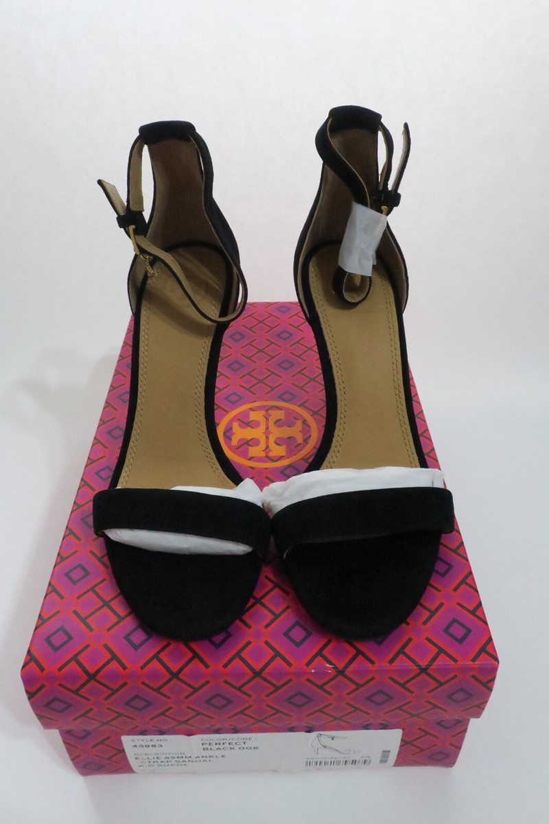Brand New Tory Burch Ellie 85MM Ankle Strap Sandal Kid Suede-Perfect  Black-Sz5