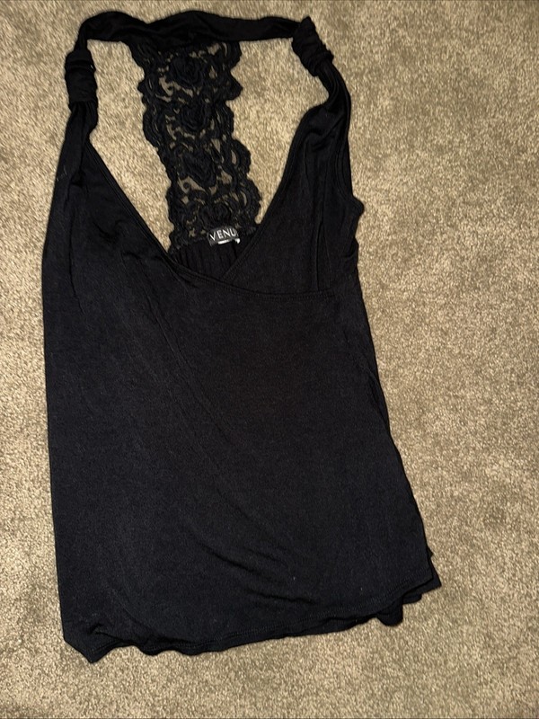 Womens VENUS Black Halter Top Sz. L. VG Plus Condition