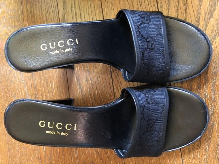 Gucci GG Canvas Black Heels Size 6.5US with Mint Box