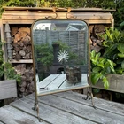 Old Victorian Antique Brass Sunburst Bevelled Edge Mirror Fire Screen Guard