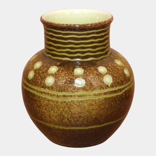 Rookwood 1952 Mid Century Modern Green Brown Pottery Ceramic Vase Wareham