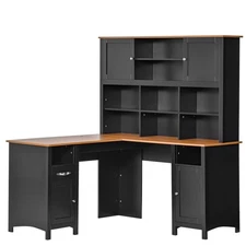 Fashion Corner L-shaped Computer Desk Office Computer Desk with Storage Rack
