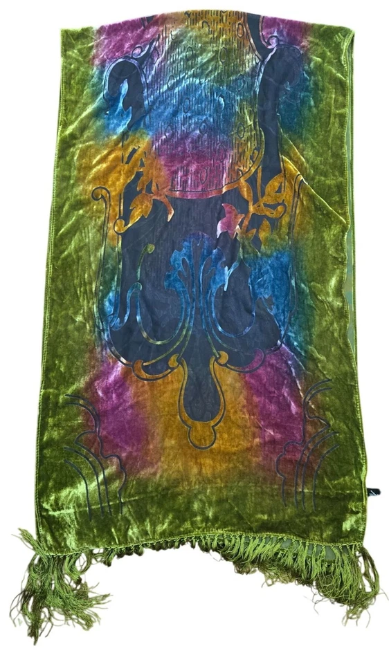 NEW Luxurious Statement Evening Shawl Wrap Velvet Burnout Silk Viscose Art Deco - Image 4 of 4