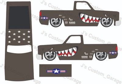 Flying tiger 83 Silverado 1/64 custom water slide decal for Hot Wheels