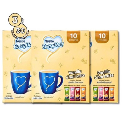 Nestle Everyday Vanilla Chai Latte Instant Tea Mix (3 Pack Offer - 30 Sticks)