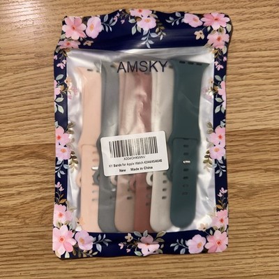 Amsky US Apple Watch Bands Set of 6 42mm 44mm 45mm Silicone Sport Strap NEW
