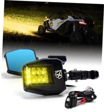 UTV Side Mirrors w/Amber LED Spot Light for.75"-2" Roll Cage Bar 1