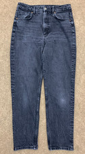 Zara Jeans Womens 8 High-Rise Barrel Mom Tapered Pre-Washed Black Stretch Denim