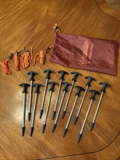 12 All-Terrain Gazelle Stakes, Serated Tips, 4 Guy-Lines, Carry Bag -Never Used