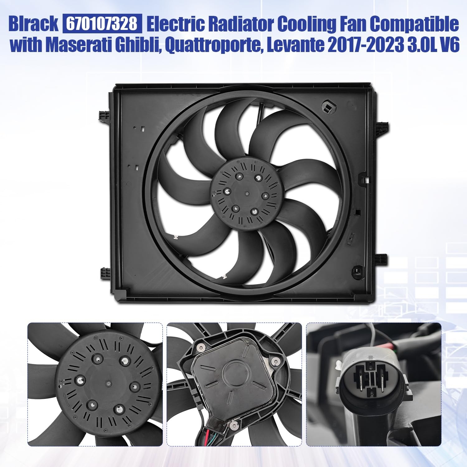 Blrack 670107328 Radiator Cooling Fan Fits Maserati Ghibli Levante Quattroporte