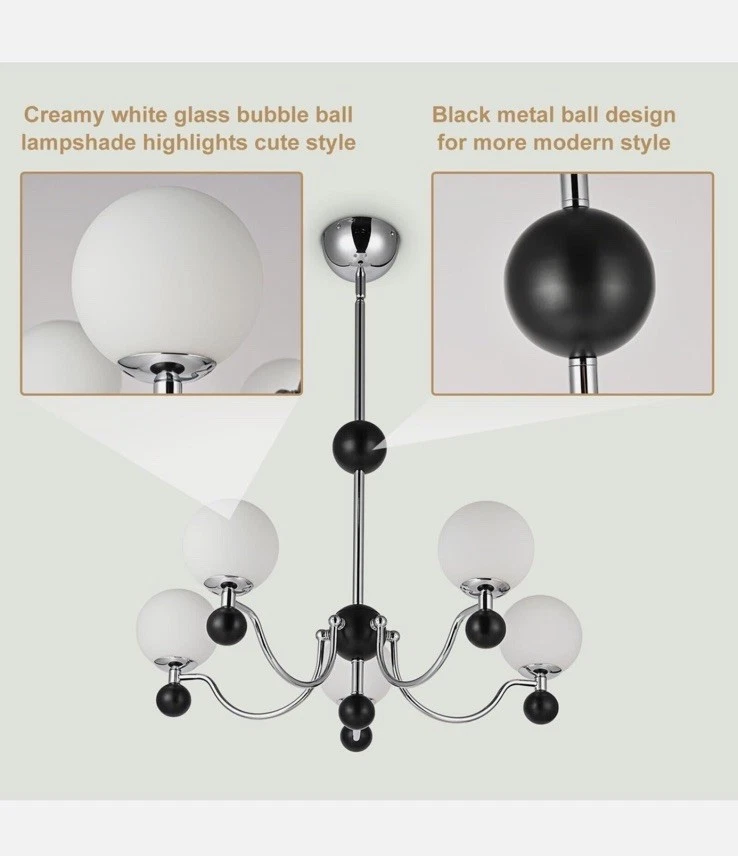 Lámpara de araña Wansi Globe: araña moderna Sputnik cromada - Foto 4 de 4