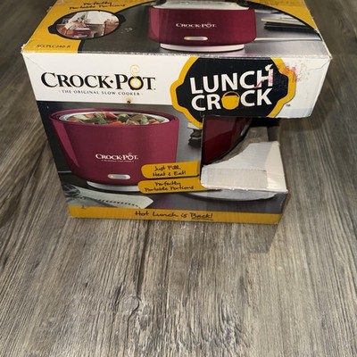 Crock Pot Slow Cooker Travel Portable Electric Lunch Handle Lid Red White