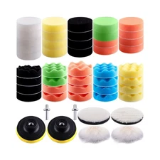 SIQUK 48 Pieces Car Polishing Pad Kit 3 Inch Buffing Pads Sponge Polishing Pa...