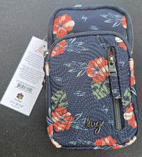 Lug Pitter Patter Aloha Navy 3 Zip Pockets Quilted Crossbody Bag with Strap NEW