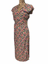 J.Crew Cap Sleeve Floral Midi Wrap Dress Size S Multicolor V-Neck Casual