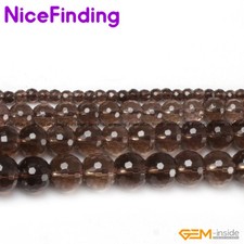 Wholesale Round Faceted Genuine Gemstone Beads For Jewelry Making 15"Stone Pick