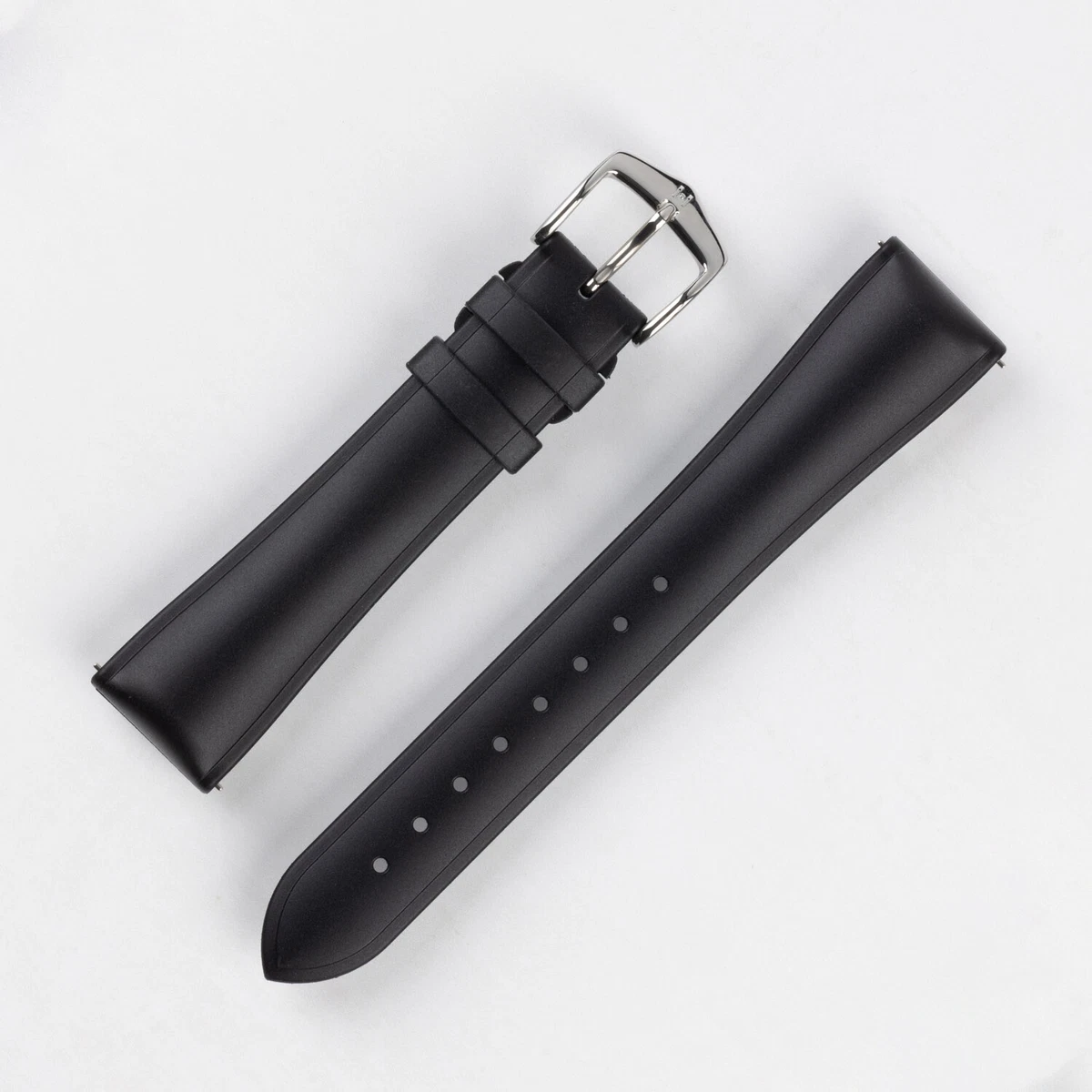 Hirsch URBANE Natural Rubber Hypoallergenic Waterproof Watch Dive Strap in BLACK