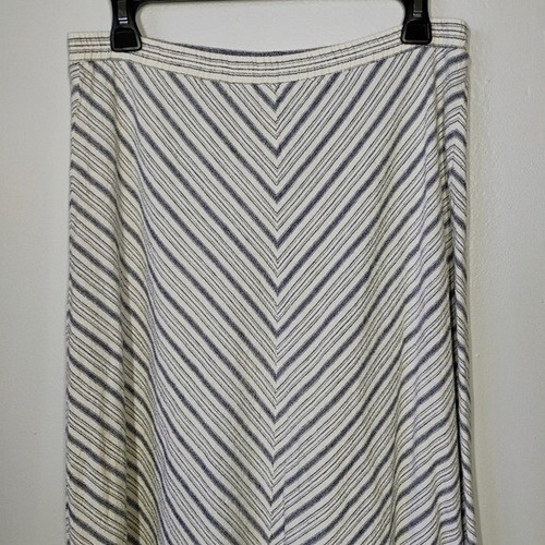 For Cynthia Linen Maxi Skirt Womens Medium Stripes Lagenlook Minimalist Coastal - Picture 3 of 10