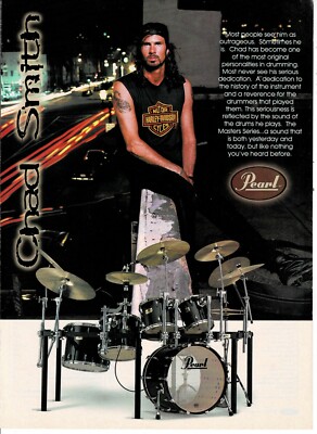 PEARL DRUMS - CHAD SMITH OF RED HOT CHILI PEPPERS - 1995 Print Ad