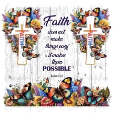 20oz Skinny Tumbler Sublimation Transfer Faith Floral Ready To Press