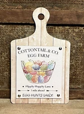 Country Farmhouse Rustic Cottontail Egg Farm Cutting Board Spring Easter Sign