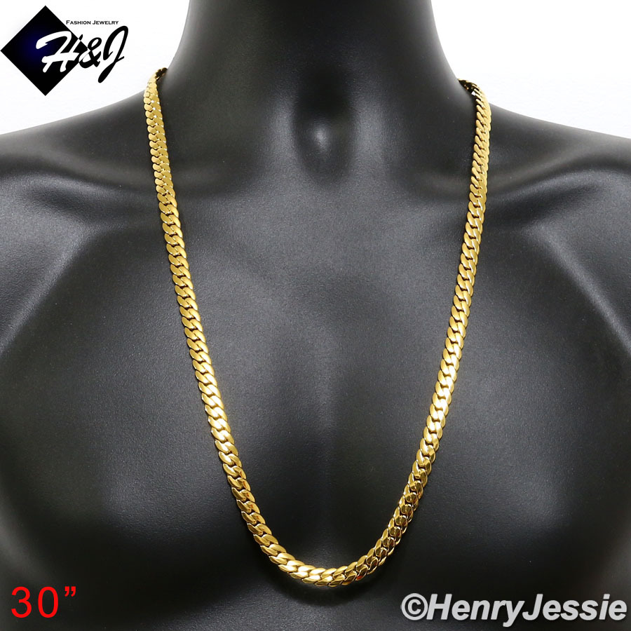 Collana Cubana Miami Collana Cordolo Cubano Miami Uomo In Acciaio Inox 7mm | Lunghezza Regolabile 18-40 Pollici | Placcata Argento O Oro Collana H&amp;j