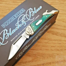 Rough Ryder Leg Folding Knife Stainless Steel Blade Blue Sculped Bone Handle