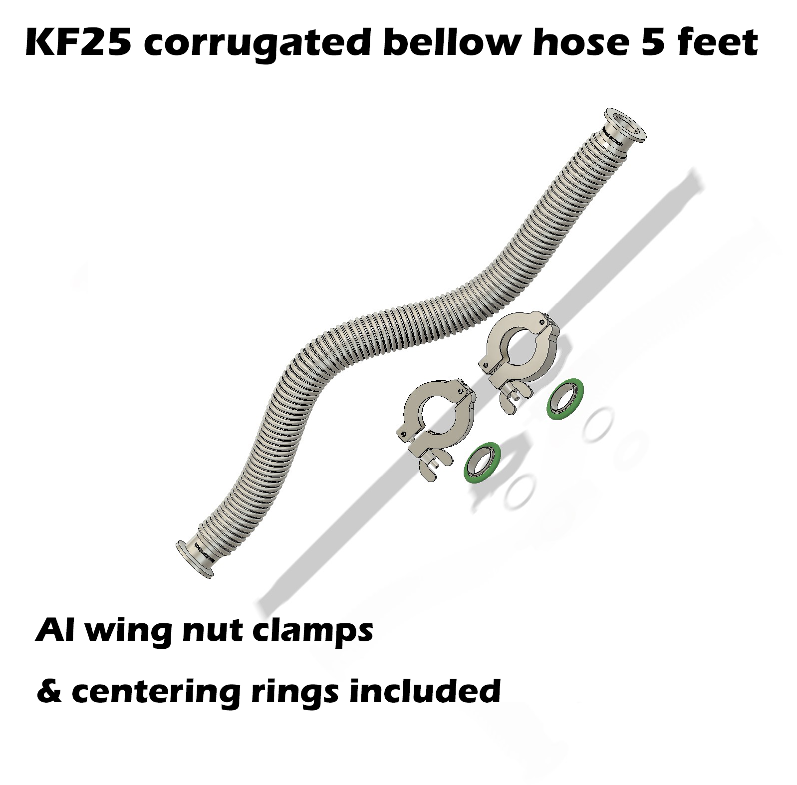 NW25 KF25 bellow hose vacuum coupling corrugated hose w/ clamp set 1 ft