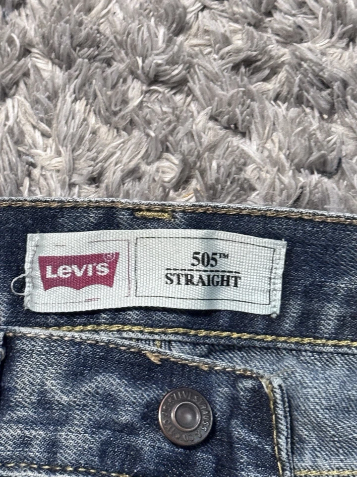 Levi’s Jeans 505 Niños 28x27 (16Reg) Azul Medio Recto Vintage Denim Etiqueta Roja Foto 3 de 4