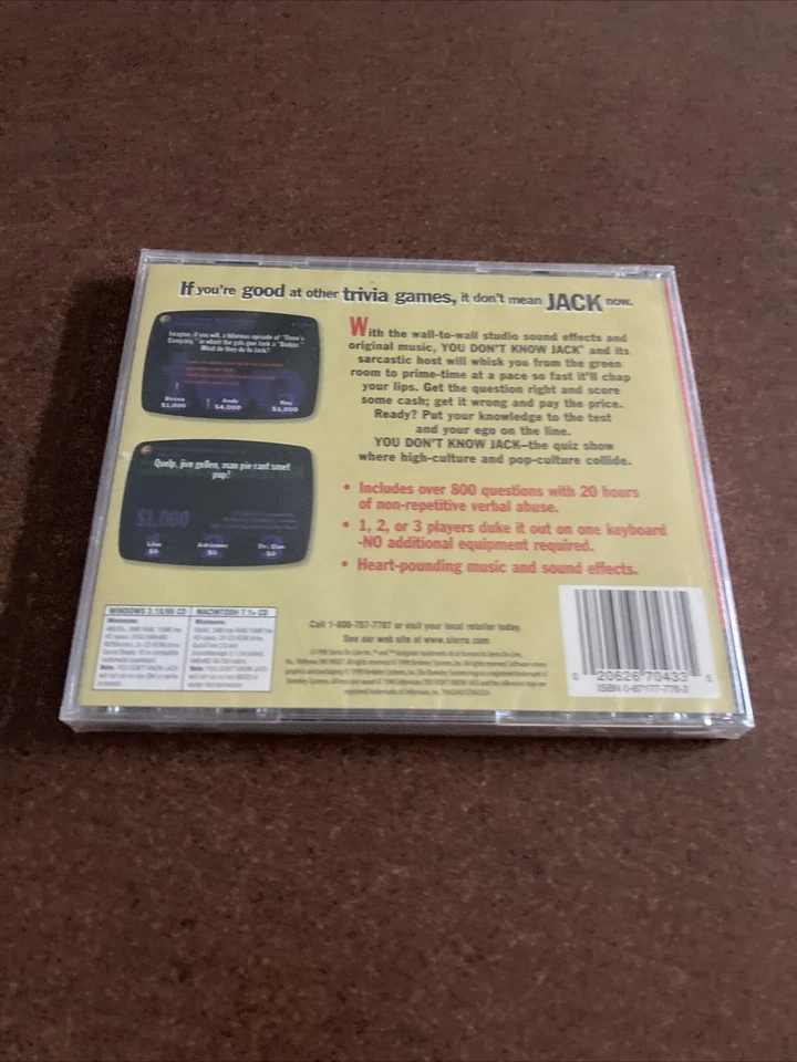 You Don’t Know Jack, 1998 Windows 3.1/95 PC CD-ROM Jewel Case Sealed - New - Image 2 of 4