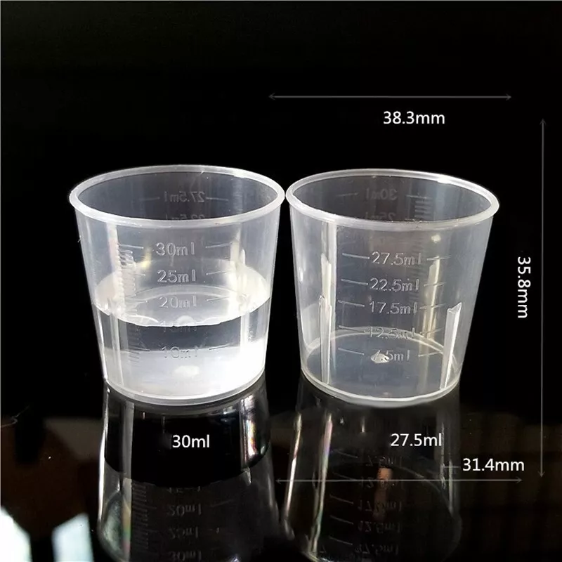 10pcs 15ml/30ml Transparent Clear Plastic Double-scale Medicine Measuring Cup