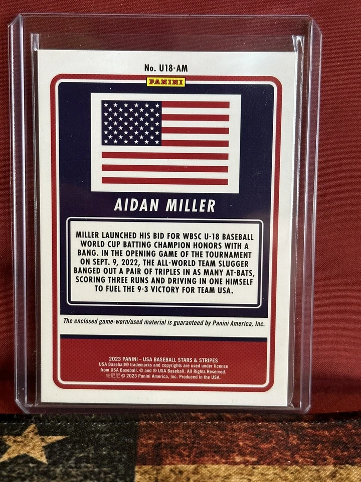 2023 Panini Stars & Stripes AIDAN MILLER MATERIAL RELIC U18-AM - Image 2 of 2