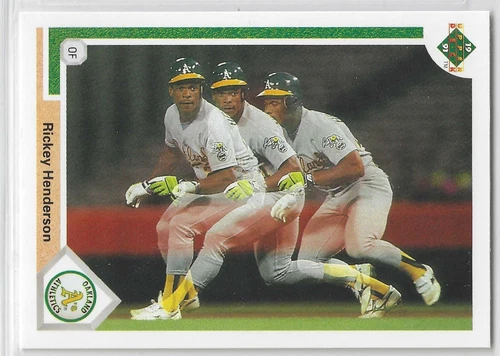 1991 Upper Deck #444 Rickey Henderson triple exposure Oakland Athletics A's HOF
