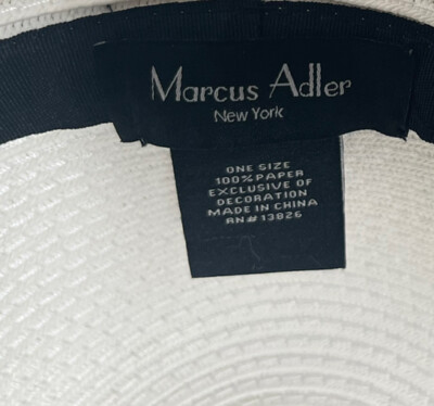 Womens Marcus Adler White Black Status Print Bow Sun Hat  display picture 3