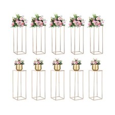 Nuptio Gold Vases for Centerpieces Wedding - 10 Pcs 31.5 inch Tall Metal Flow...