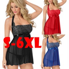Women Sexy Lingerie Chemise Nightie Lace Babydoll Sleepwear Slip Dress Plus Size