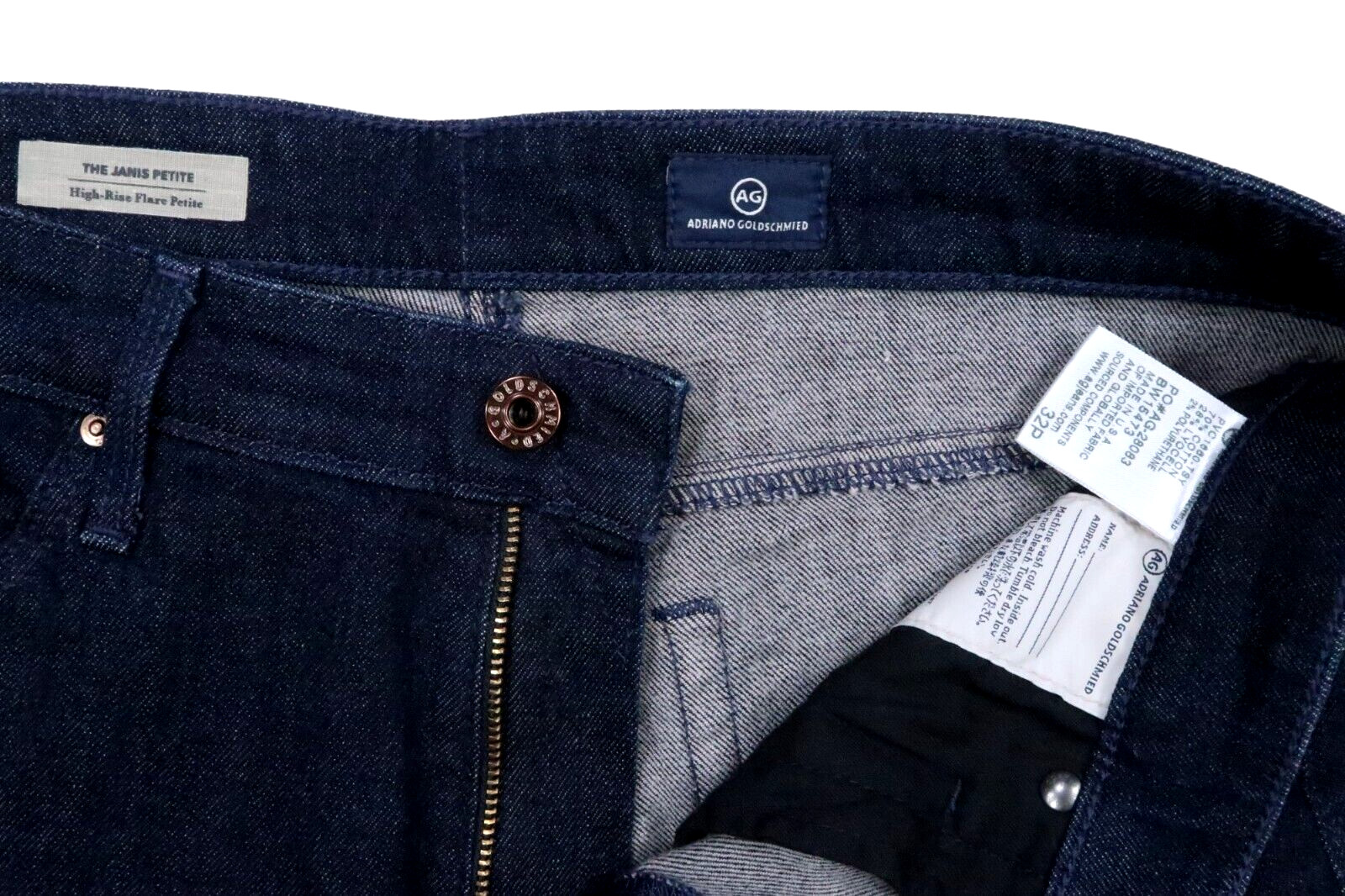 AG ADRIANO GOLDSCHMIED THE JANIS PETITE 32 P X 32 HIGH RISE FLARE DARK JEANS BLU thumbnail 6