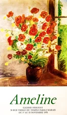 Vintage AMELINE Original 1978 French Art Gallery Lithograph.