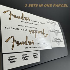 Set 3 decalcomanie logo Waterslide Fender Stratocaster testa picchetto chitarra