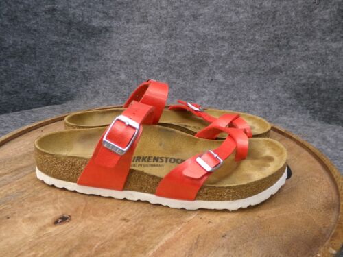 Birkenstock Mayari Graceful Hibiscus Red Orange Birko-Flor Size 38 US 7 Reg.