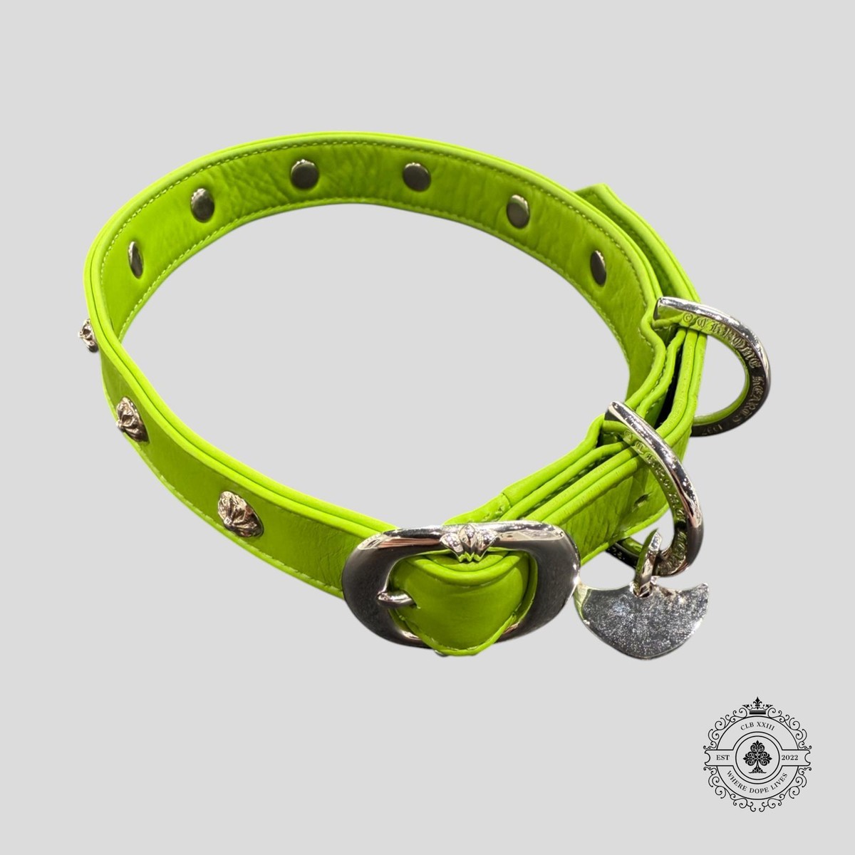 Chrome Hearts Leather Dog Collar in Green | eBay
