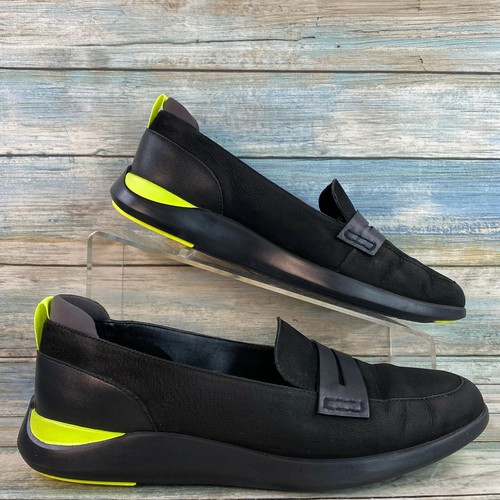 black wedge loafer shoes