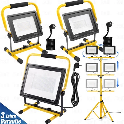 LEADGOODS Foco exterior LED inundador faro lámpara de trabajo proyector de construcción con trípode DE