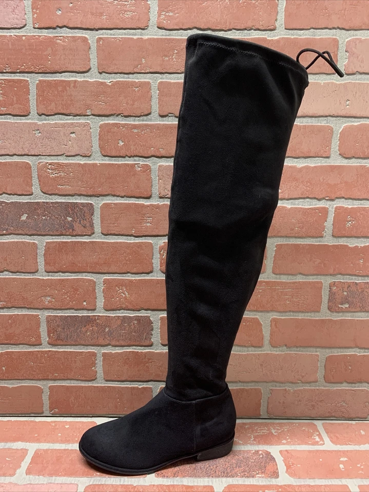 CALL IT SPRING Black Fabric Side Zip Back Tie Thigh High Boots Women’s Size 7.5 - Image 2 of 4