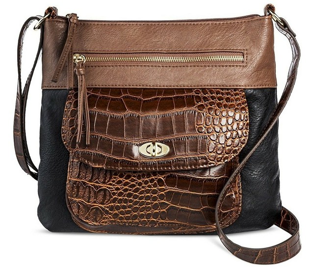 Bueno Women's Faux Leather Colorblock Crossbody Bag w/Front Clasp