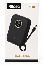 Nllosa 10000mAh Power Bank Portable Charger Built-In Cable Fast Charging USB-C